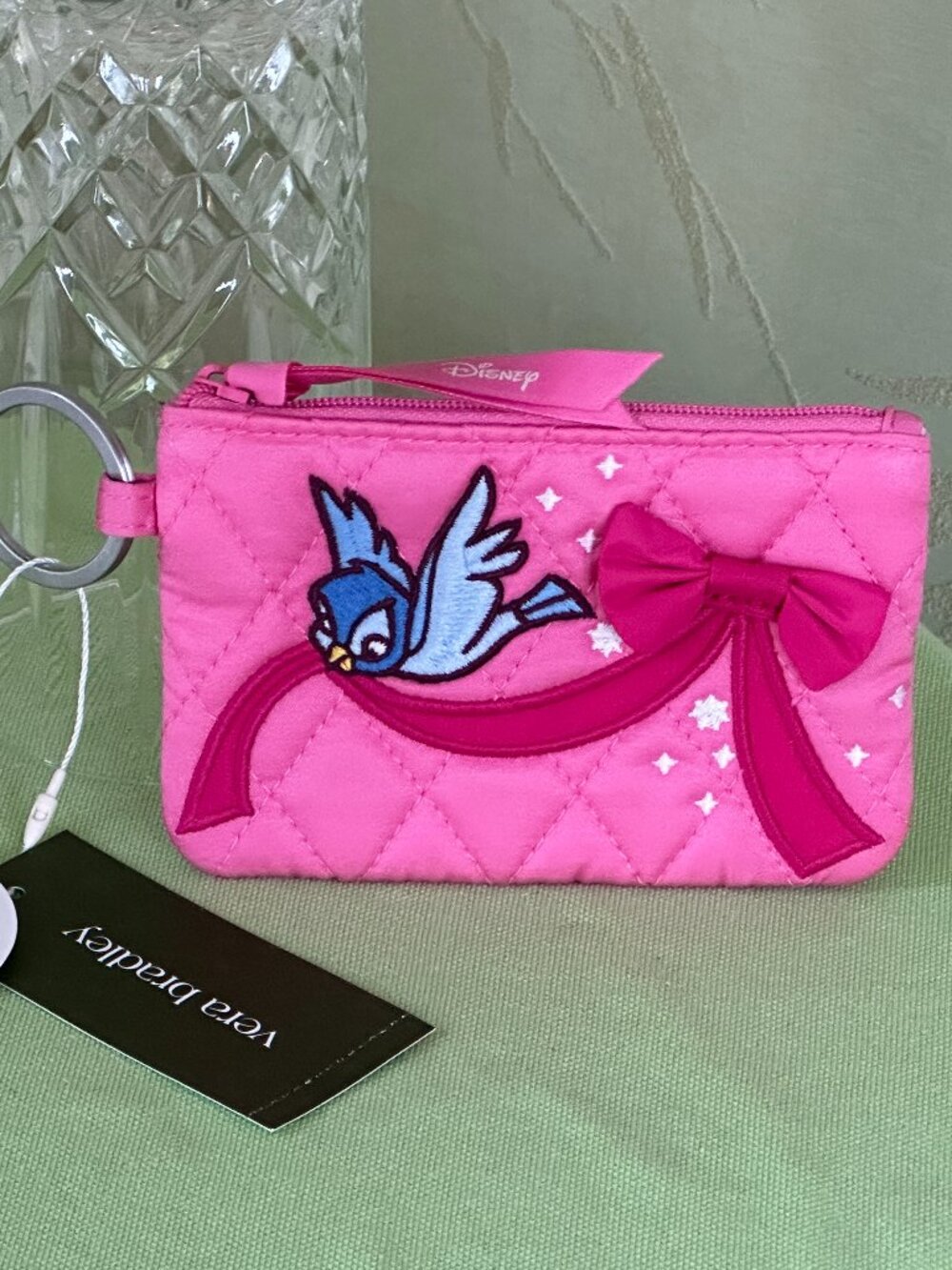 VERA BRADLEY DISNEY PRINCESSES AURORA ZIP ID CASE:NWT AURORA PINK BOWS